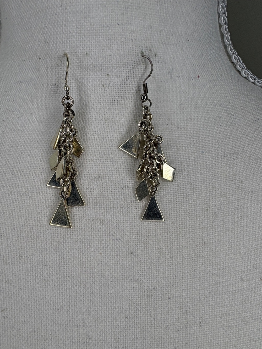 Sterling Silver Geometric Dangle Earrings - Unbranded